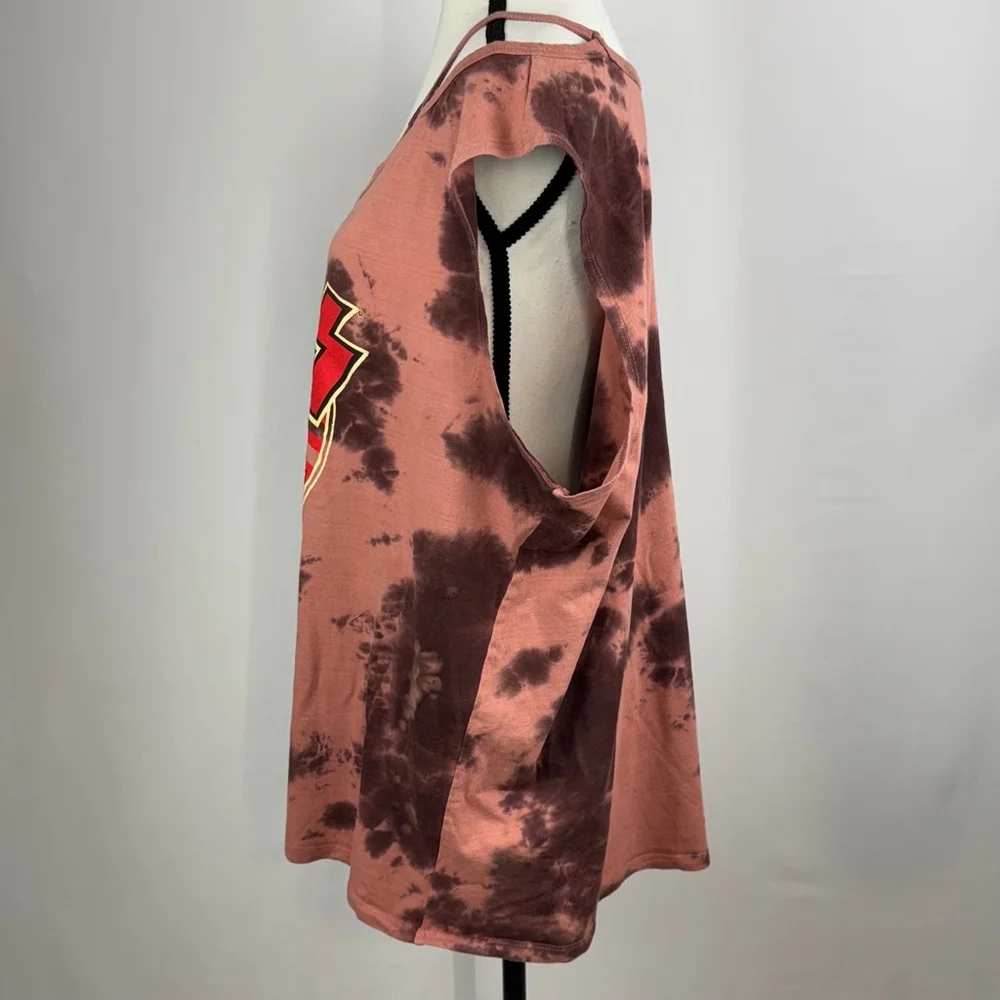 KISS Band Rock & Roll All Night Tank Top Womens 2X Plus Tie Dye Brown Sleeveless